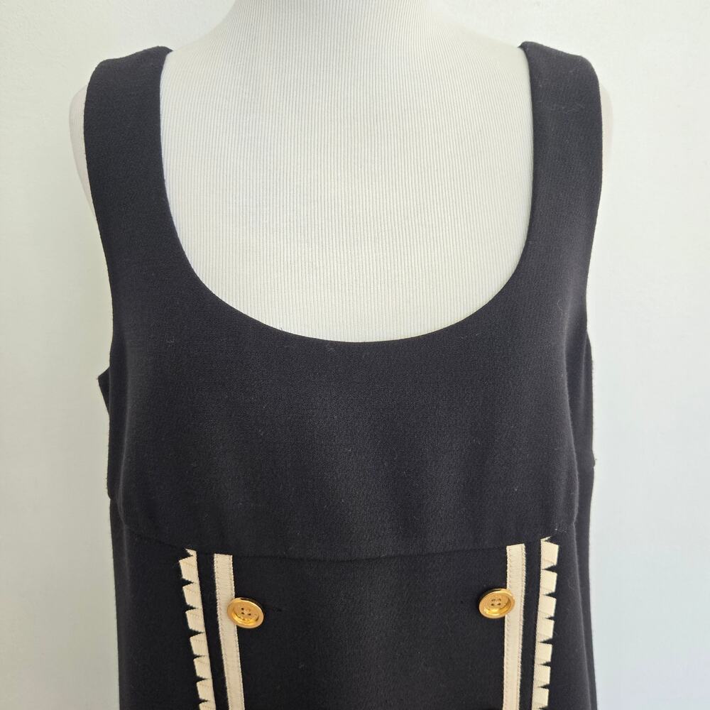 Juicy Couture Women Babydoll Twee Shift Dress Mod Preppy A-Line Black Buttons 8 - Picture 5 of 11